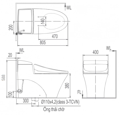 bản vẽ bồn cầu thông minh Inax AC-1017R/CW-KA22AVN